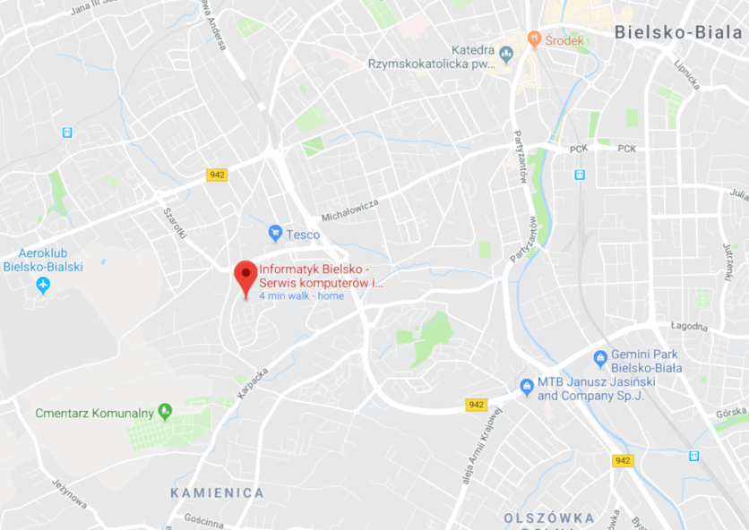 informatyk bielsko mapa dojazdu